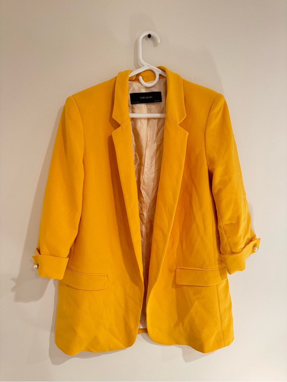 Women’s Zara Yellow Tailored Blazer Jacket Size Large